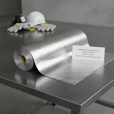 260GSM النسيج الباراميد مع غطاء الألومنيوم مرونة عالية مثالية لصناعة الملابس المقاومة للنار ومعدات السلامة